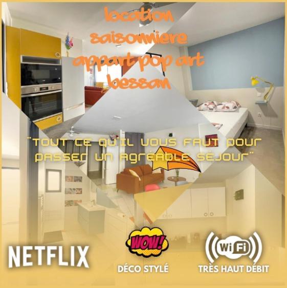 Appart Pop-Art Proche Autoroute, Plages Et Attractions, Wifi - Tv, Deco Stylee, Calme Bessan Eksteriør billede